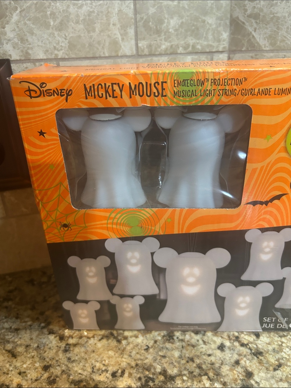 Disney Mickey Mouse Ghost Emoteglow String Lights/White & Orange, NIB - Picture 3 of 5